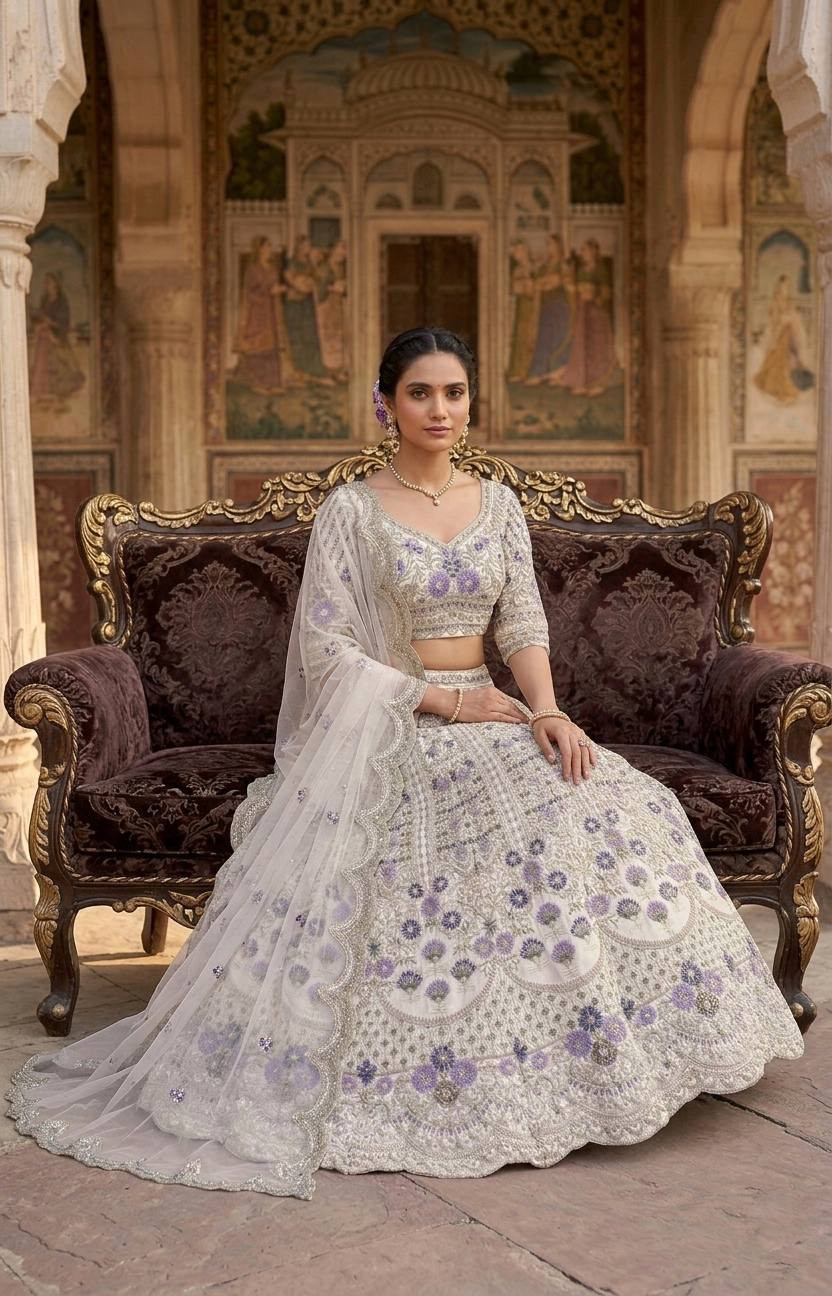 4 Meter Flared Coding Sequins Cut Work Lehenga with Can-Can & Canvas Layers