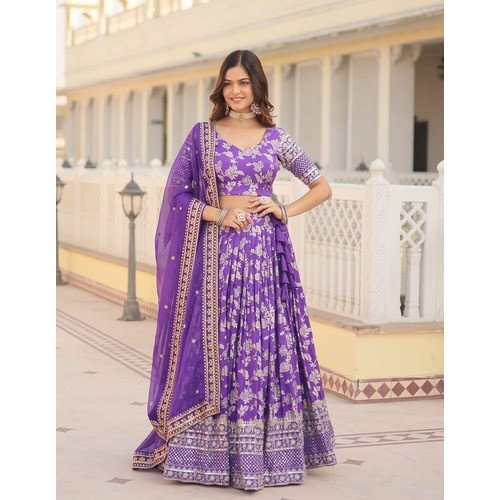 Designer Dyeable Pure Viscose Jacquard fabric Lehenga Choli & Dupatta Set