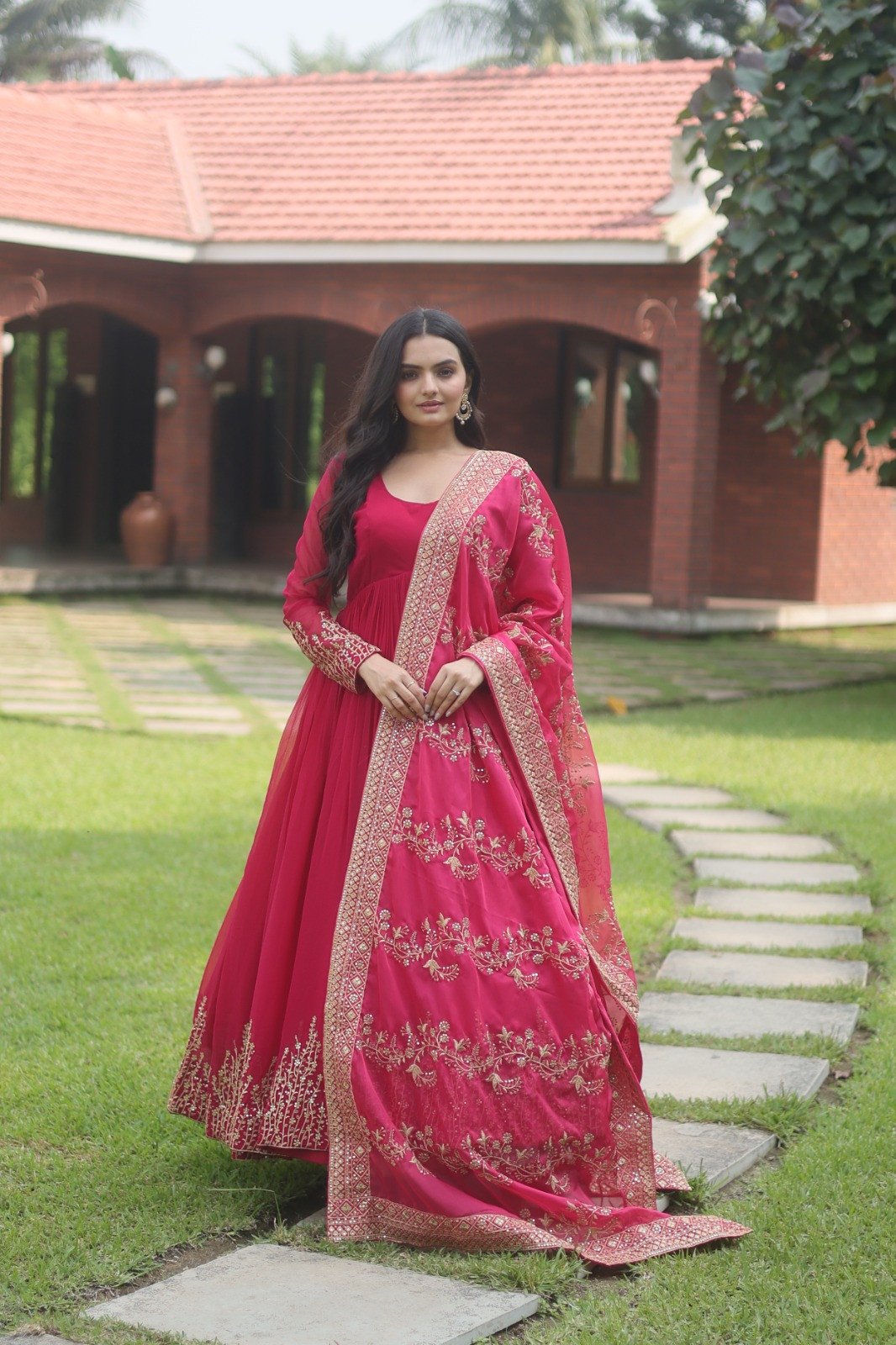 Faux Blooming Gown with Dupatta set