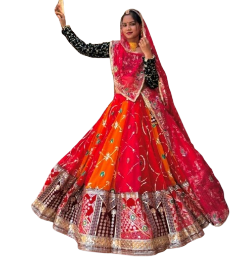 Premium Quality Gorgette Fabric with Royal pure Odhani Rajputi Poshak