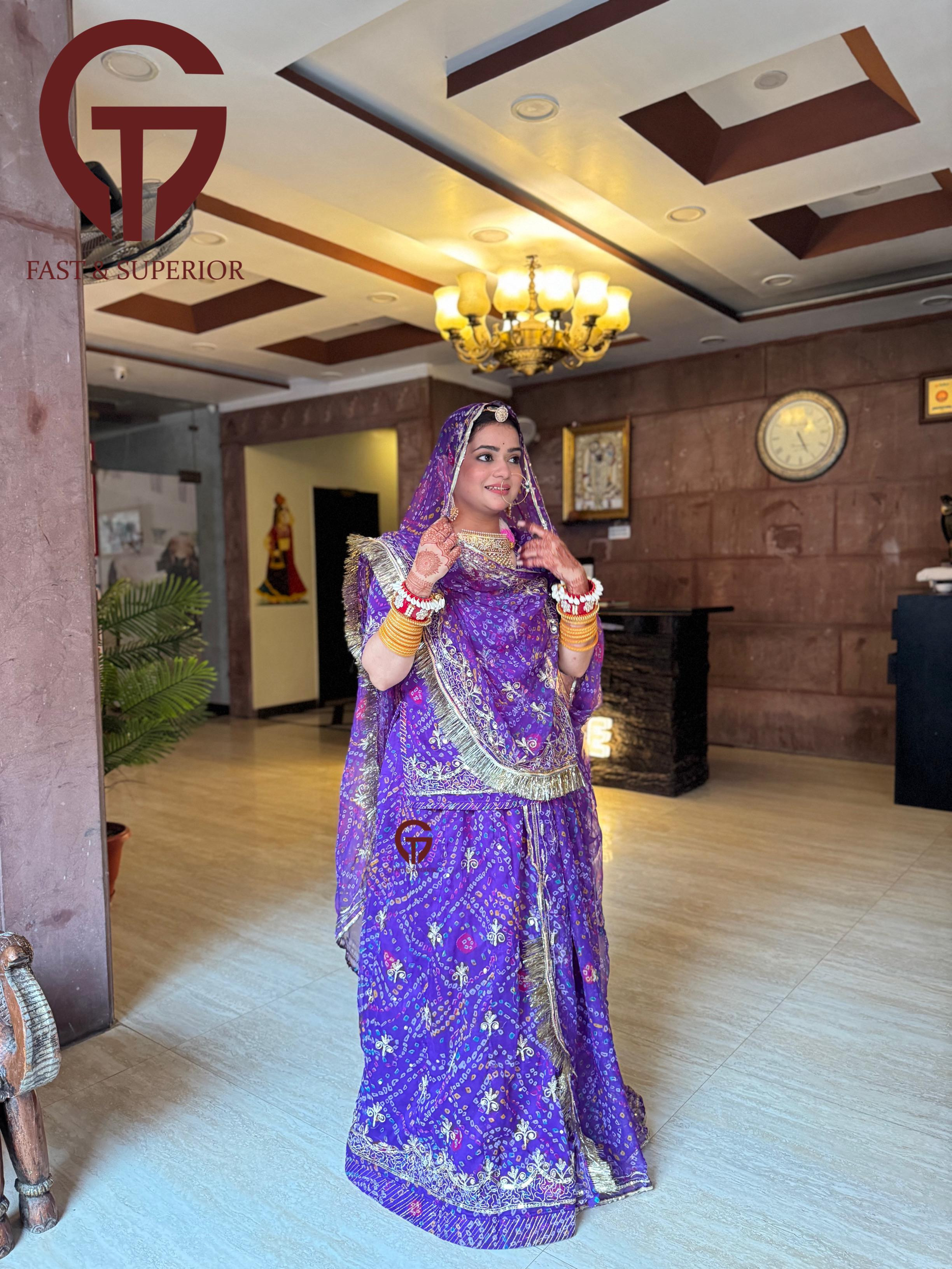 Bandhej Print Humrahi Pure In Marwadi Colour  Premium Poshak(Semi Stich)