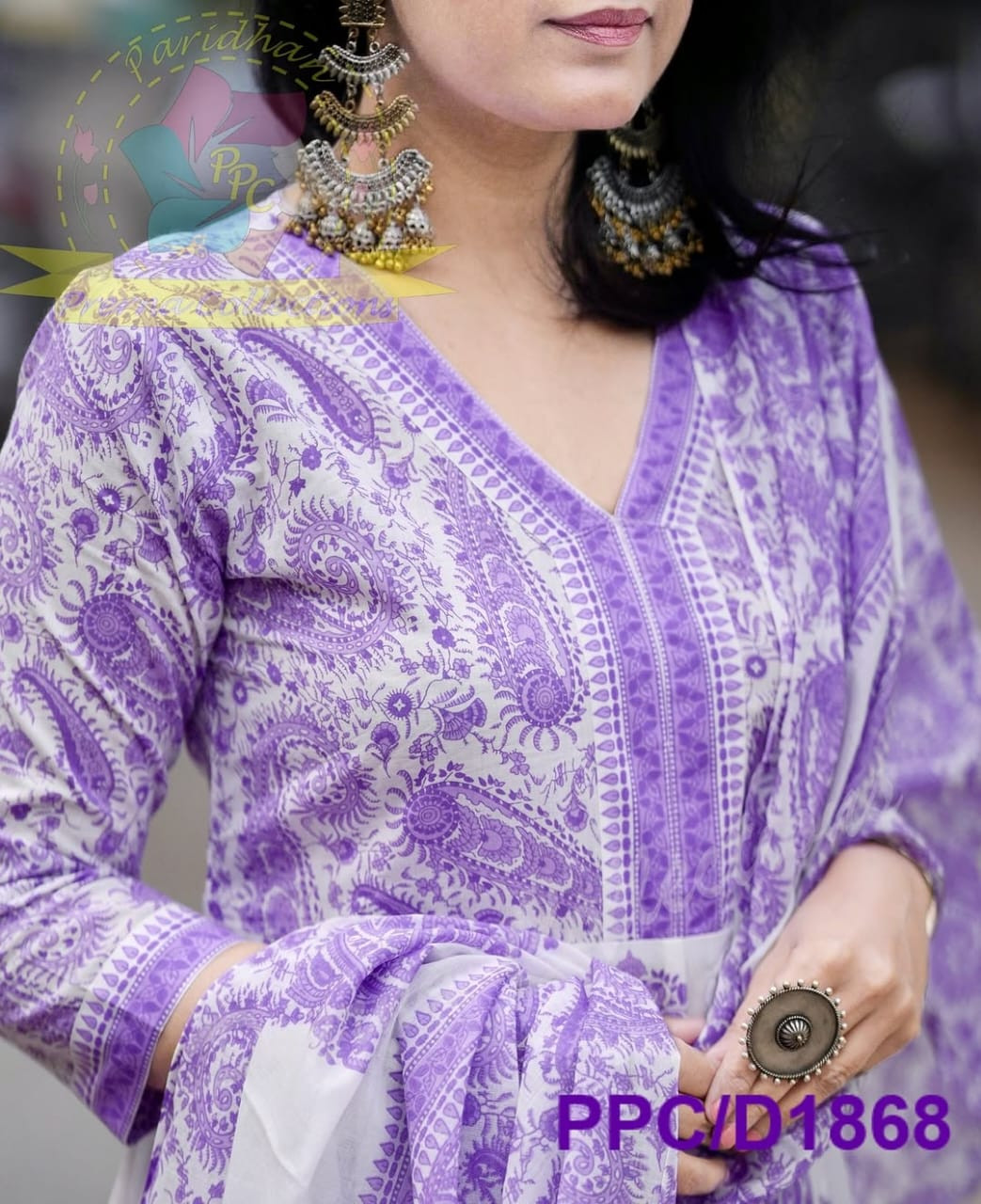 Classy Summer Collection Mughal butta print anarkali kurti Pant Set