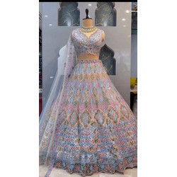 3.5m Flared Fox Georgette Lehenga, Blouse & Soft Butterfly Net Dupatta