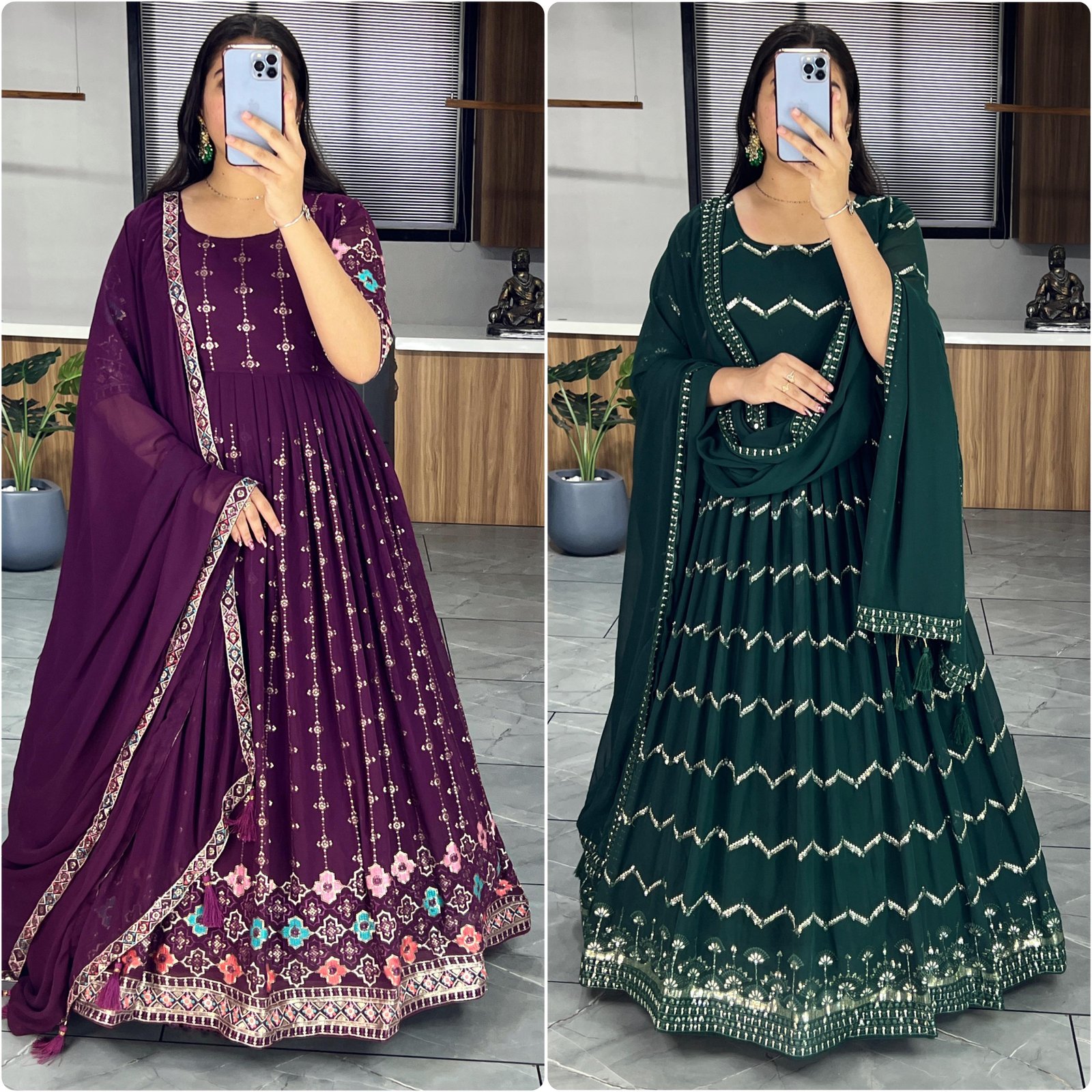 Heavy Embroidery Gorgette Gown