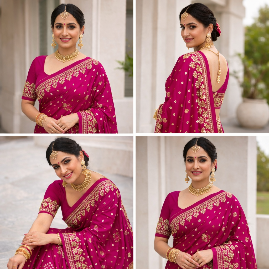 Gaji Silk Bandhani Saree with Gota Pati Handwork - Luxurious Indian Ethnic Wear