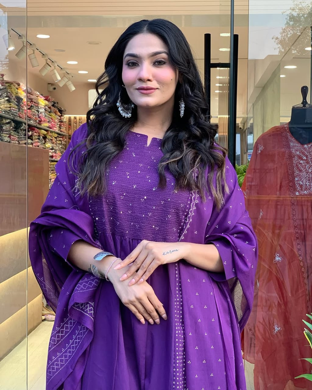 Traditional Yet Trendy Look Graceful Anarkali Kurti Set