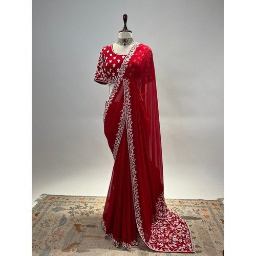 Super Hit Partywear Embroidery Saree Design Launch For Women