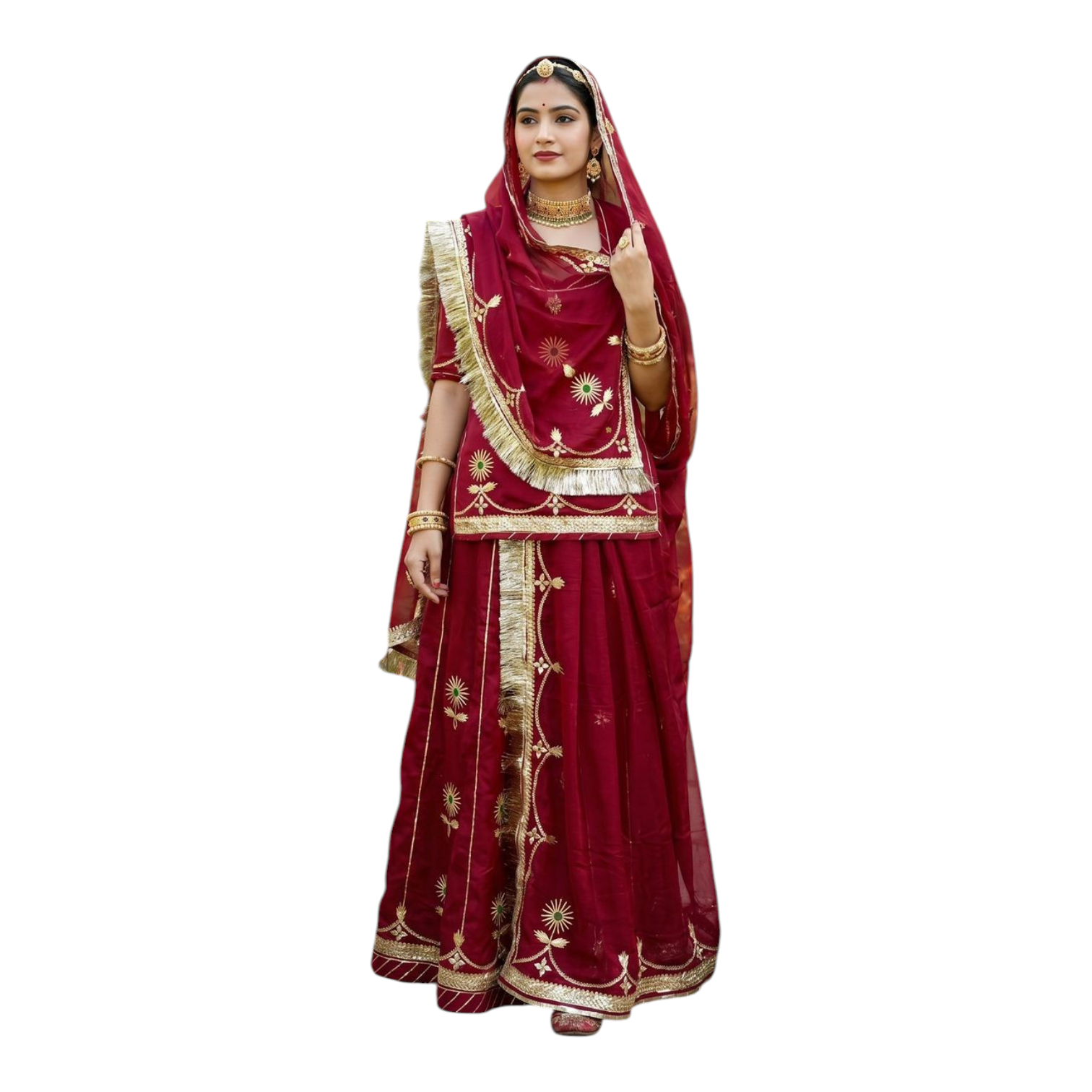 Premium Maroon Satin Suit - Semi Stitched Poshak