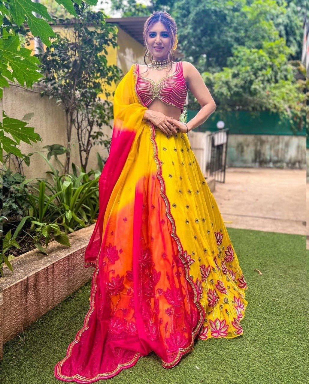 Georgette Lehenga with Heavy Sequin Work, Cancan & Canvas Patta