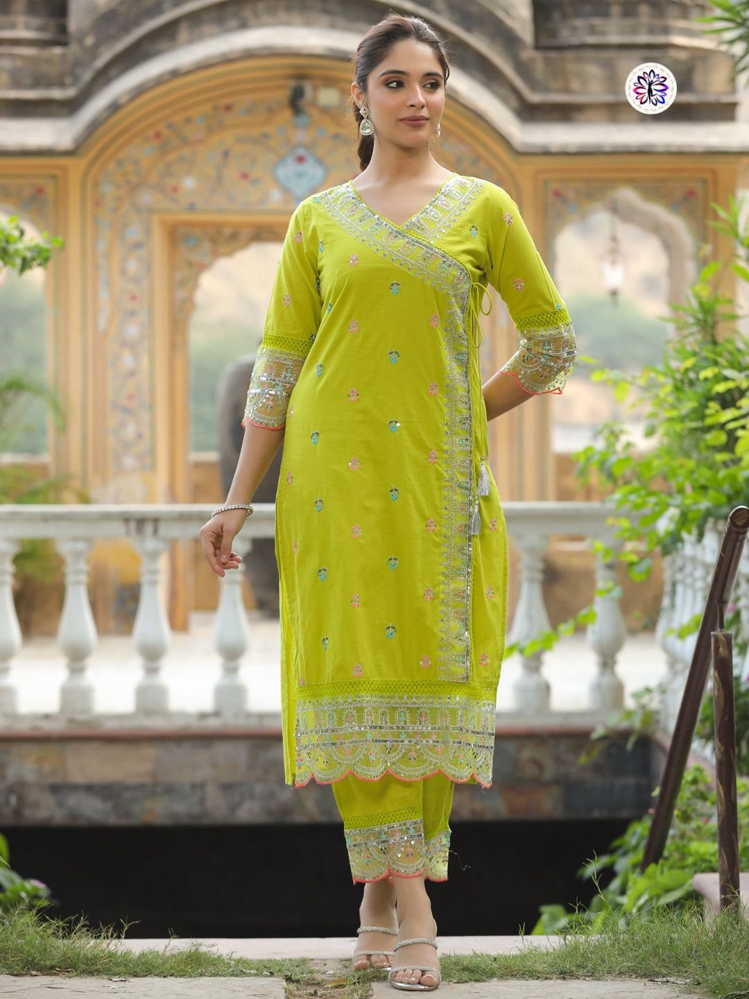 Green Kurta Set Pair Of Top Bottom For Women