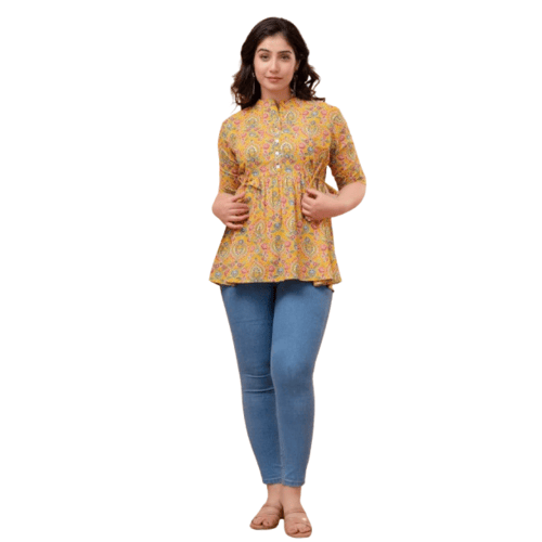Comfortable Women's Pure Cotton Floral Printed Top