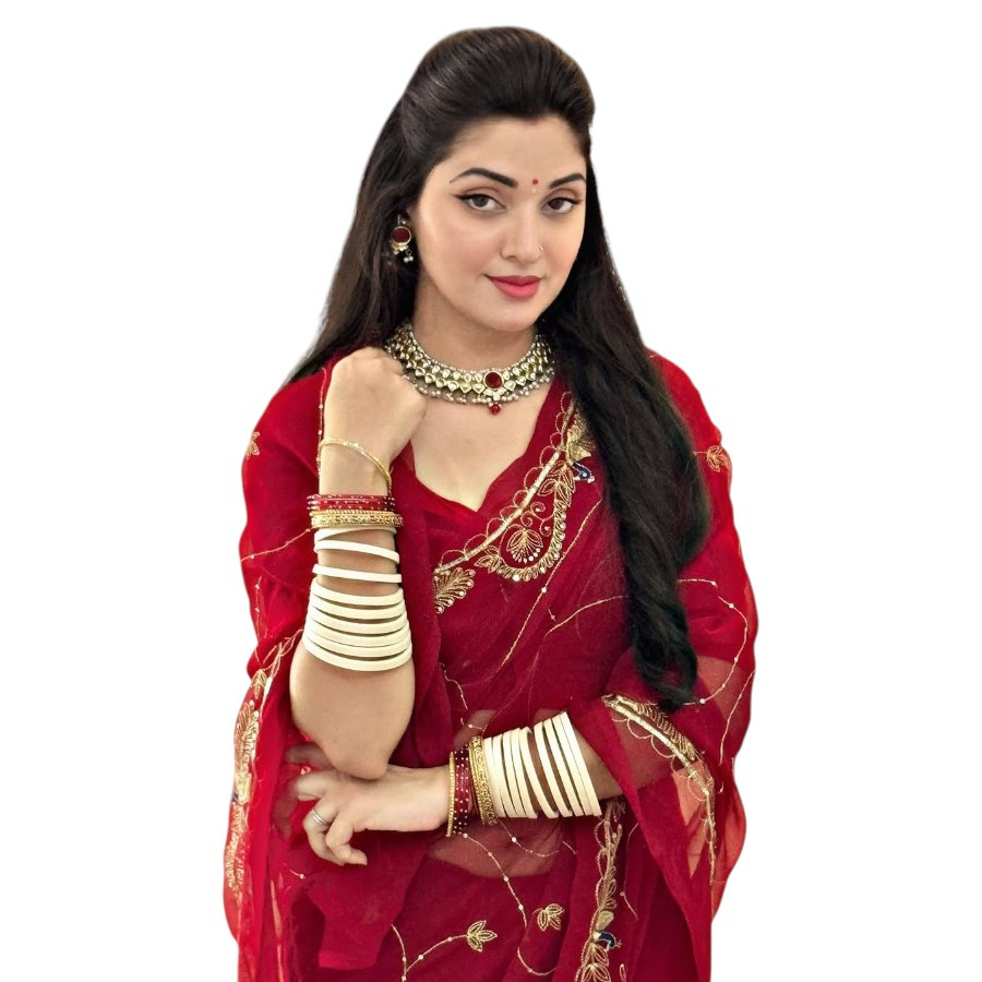 Royal Maroon Georgette Rajputi Saree with Sequence Work (5.50 Mtr)