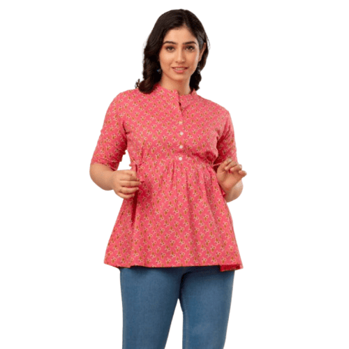 Stylish Red Colour Printed Women Top