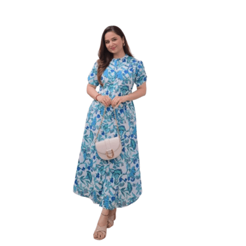 Sky blue cotton frok for women