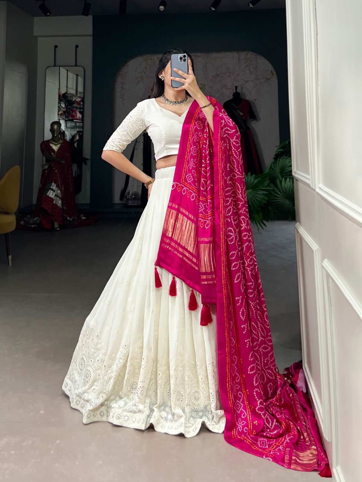 Chikan kari lehenga for women
