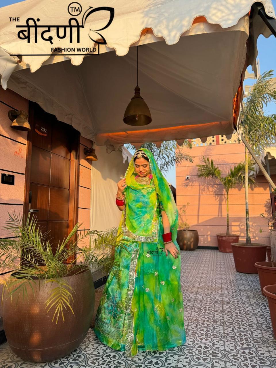 New High Quality shibori Organza Codding work Poshak