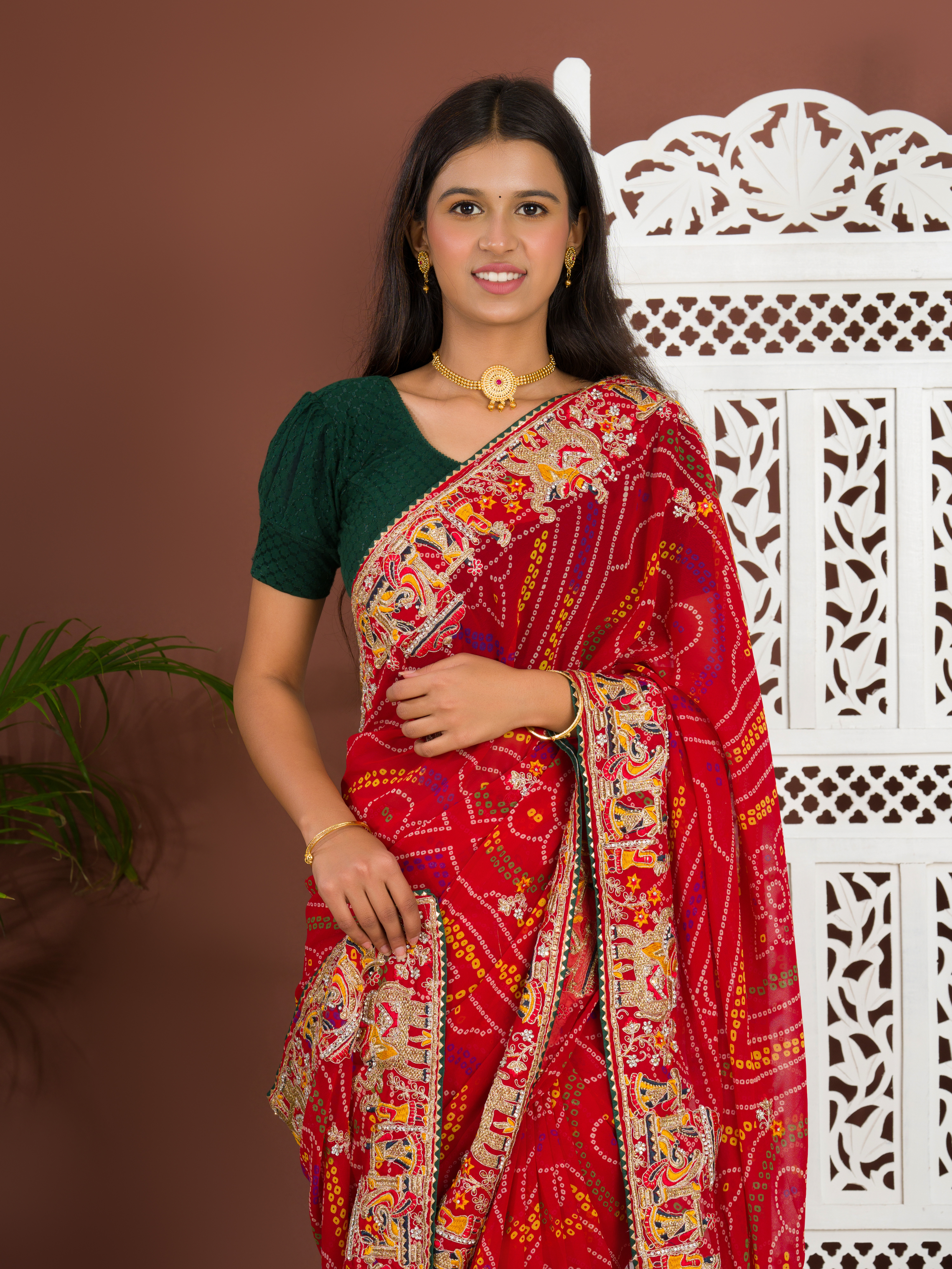 New Beautiful Rajasthani Traditional pure Georgette Chunri Saree