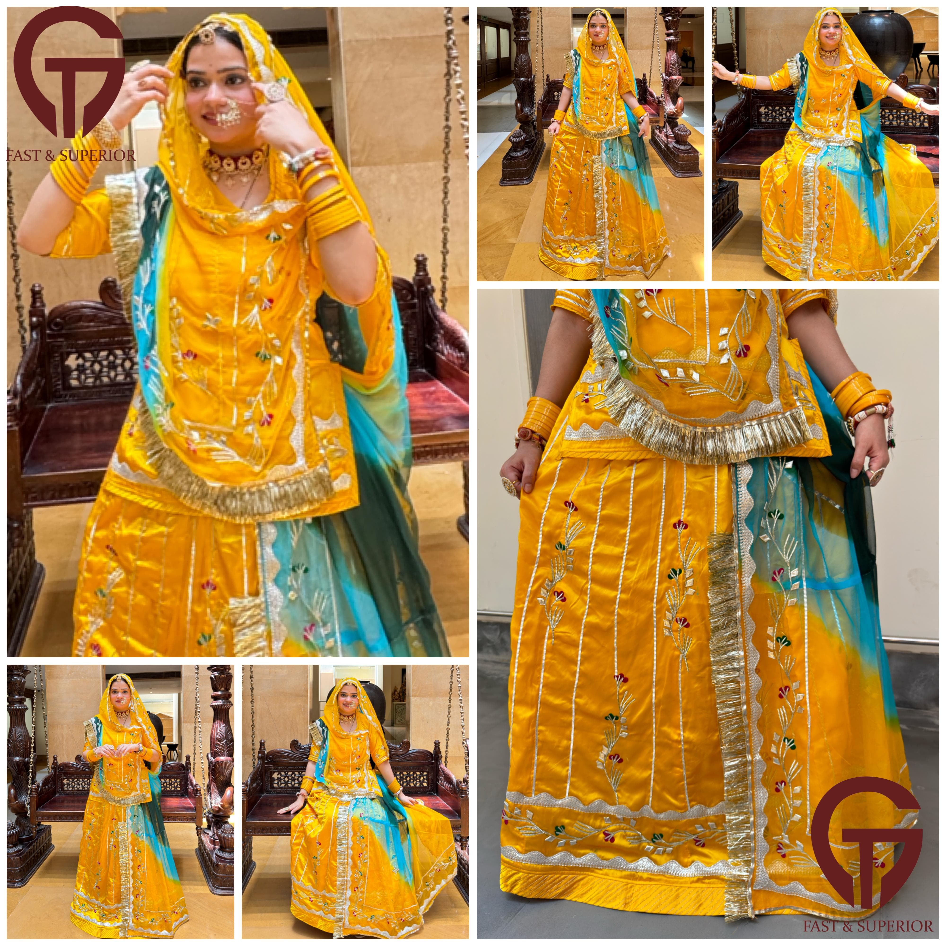 Rajasthani Satan With Gotta Pati And Laffa Sikkiya Combine  Suit Poshak