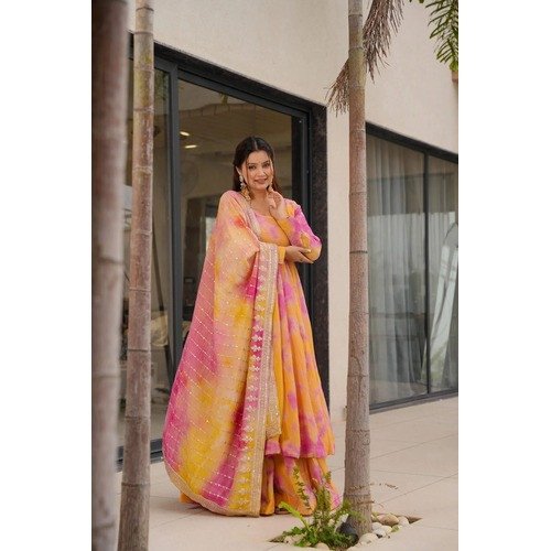 New Designer Ready to Wear Gown with Embroidery & Dupatta