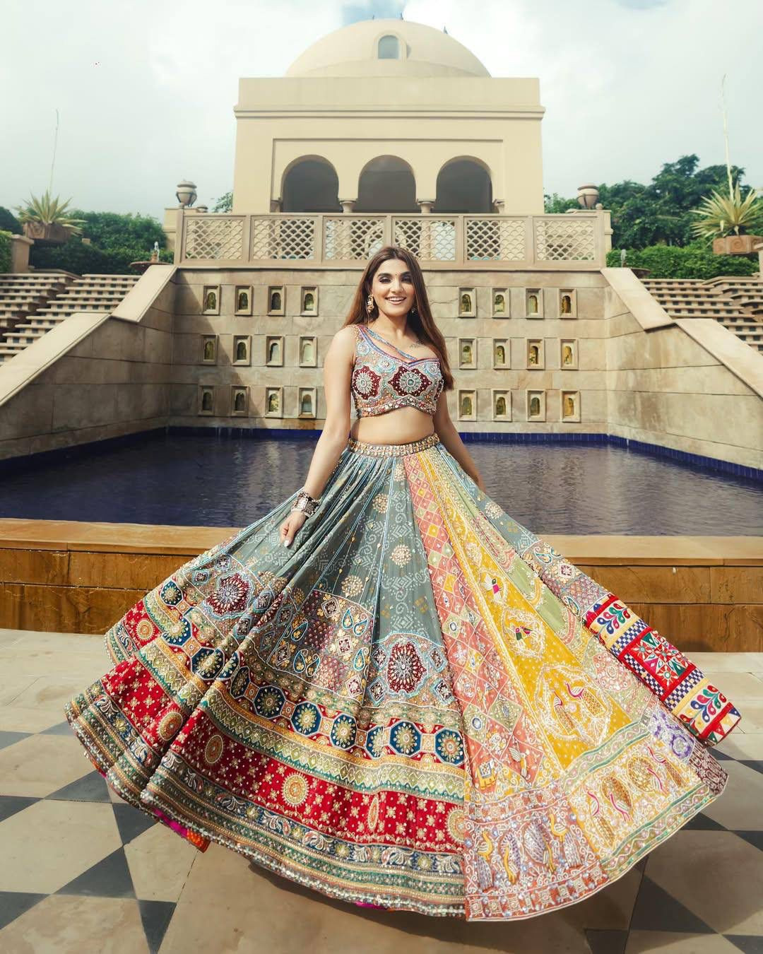 Elegant Muslin Cotton Chaniya Choli with Real Mirror Work & Digital Print – Festive Navratri Lehenga Set