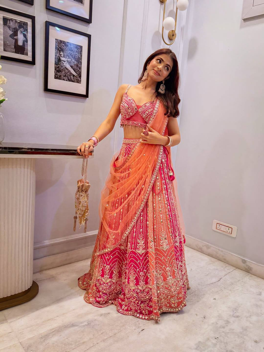 4 Meter Flare Designer Fox Georgette Lehenga with Sequins Coding & Real Mirror Work