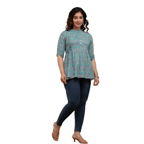 Womens Pure Cotton Floral Printed Regular Fit Top