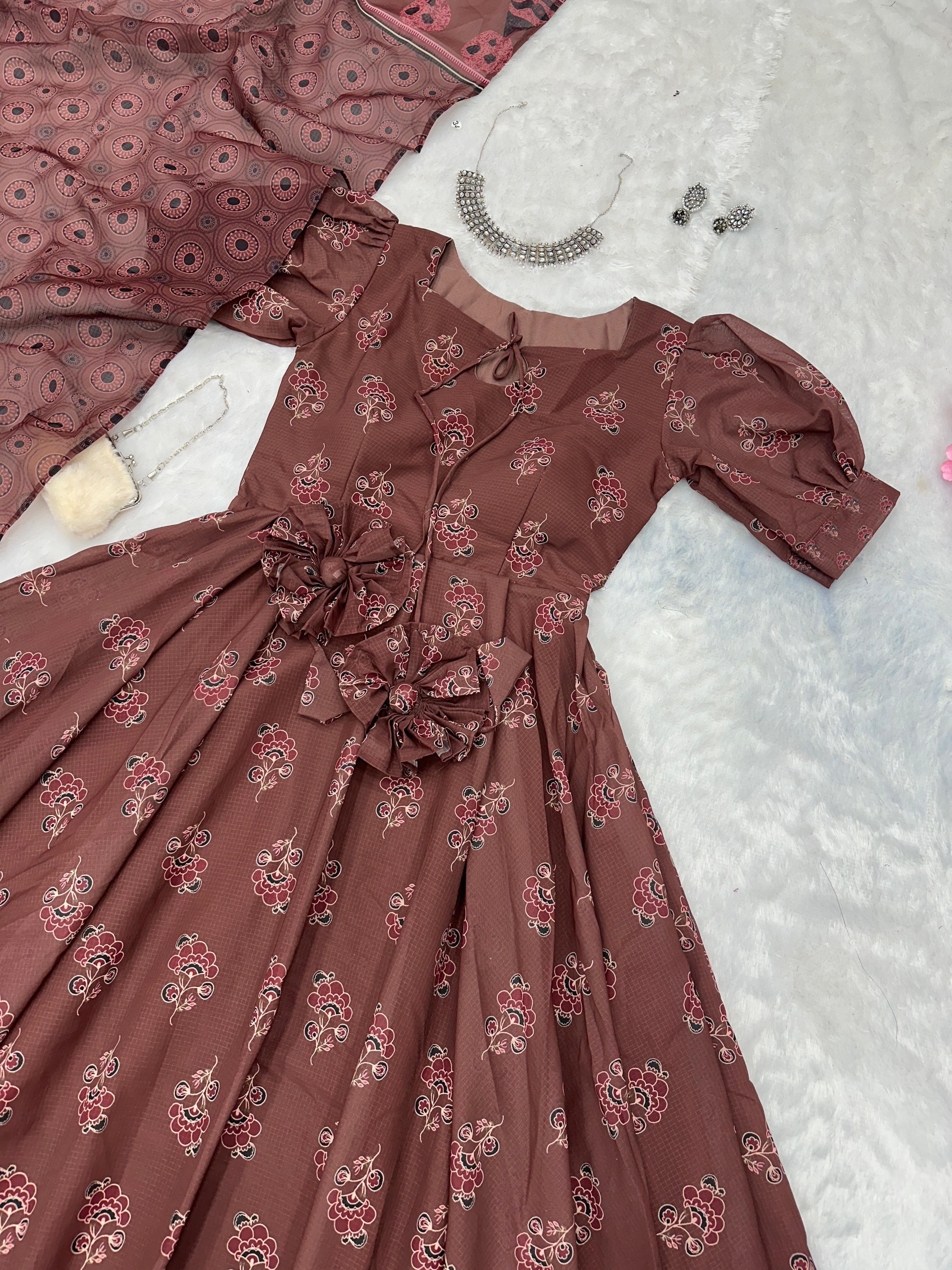 Cotton printed anarkali suit for women