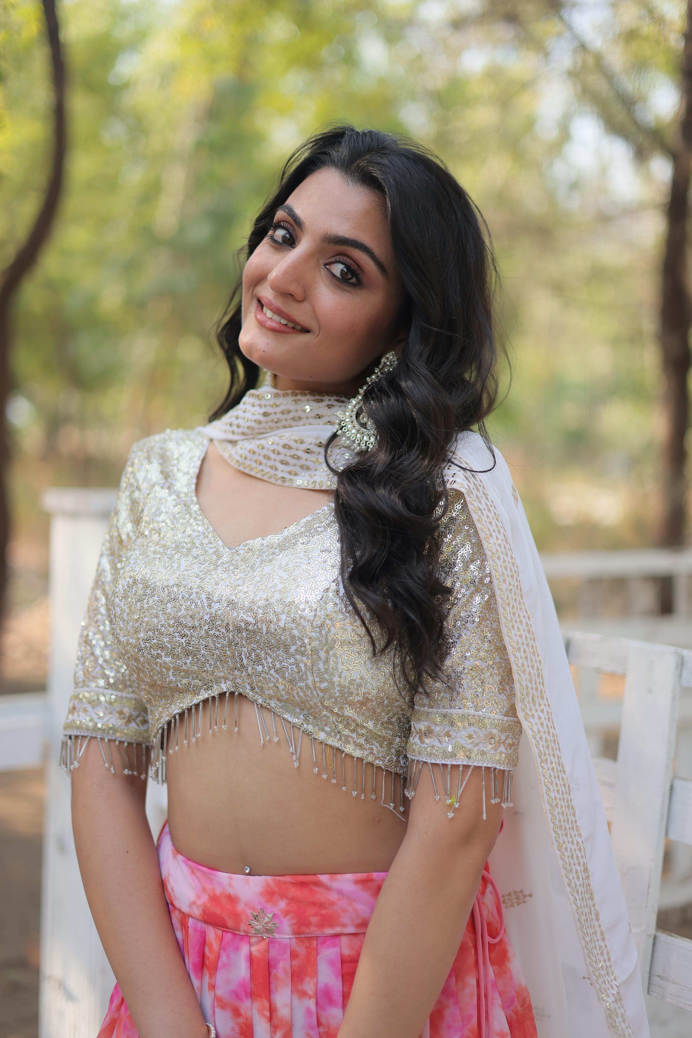 Printed georgette lehenga for women