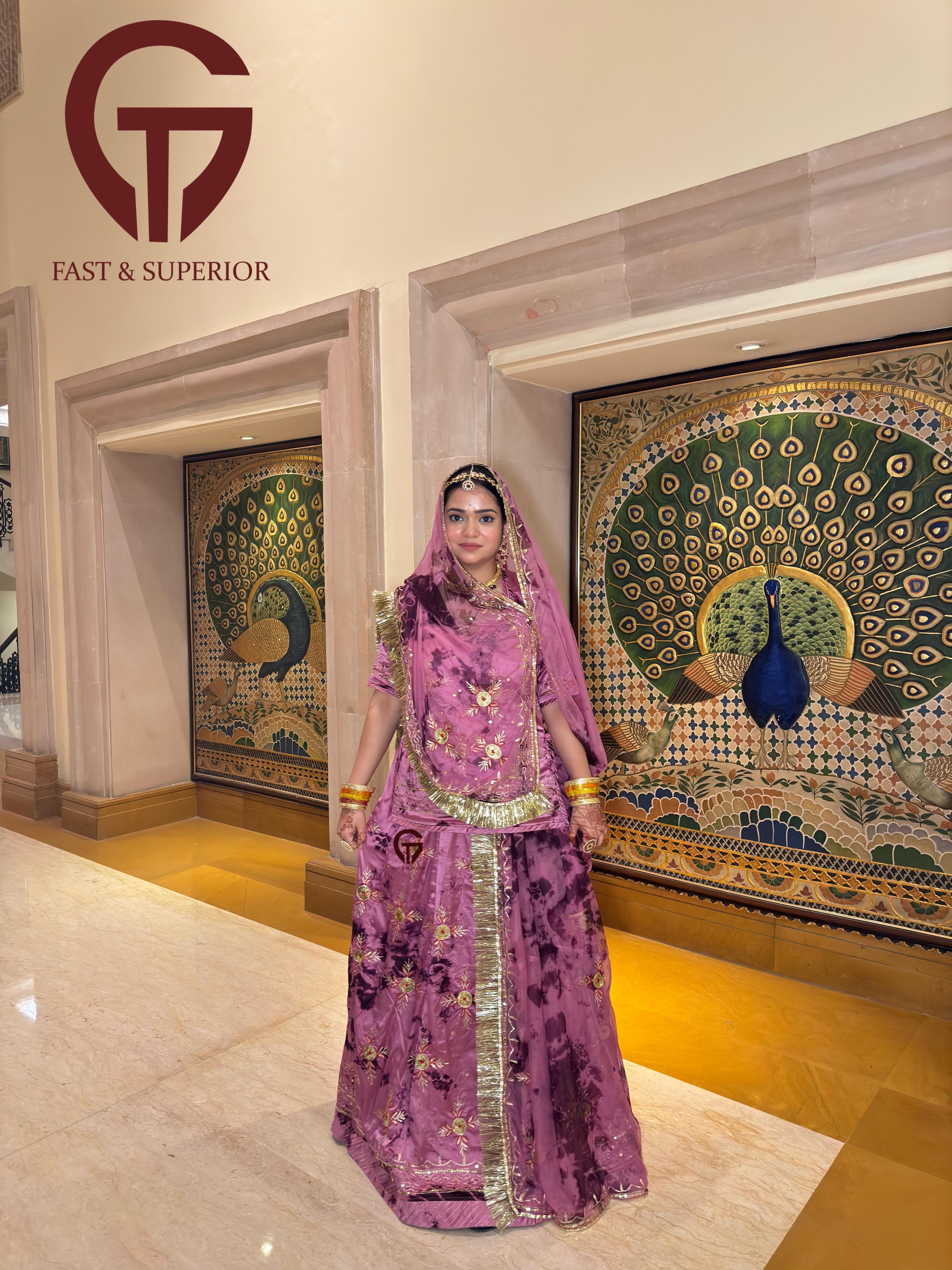 Latest Saburi Design Satan Sout With Exquisite Kasab Zari Work Rzajputi Poshak