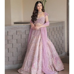 Premium Kasturi Silk Bridal Lehenga Set With Multithread Embroidery, Heavy Sequins Work & Hand Pearl Dupatta