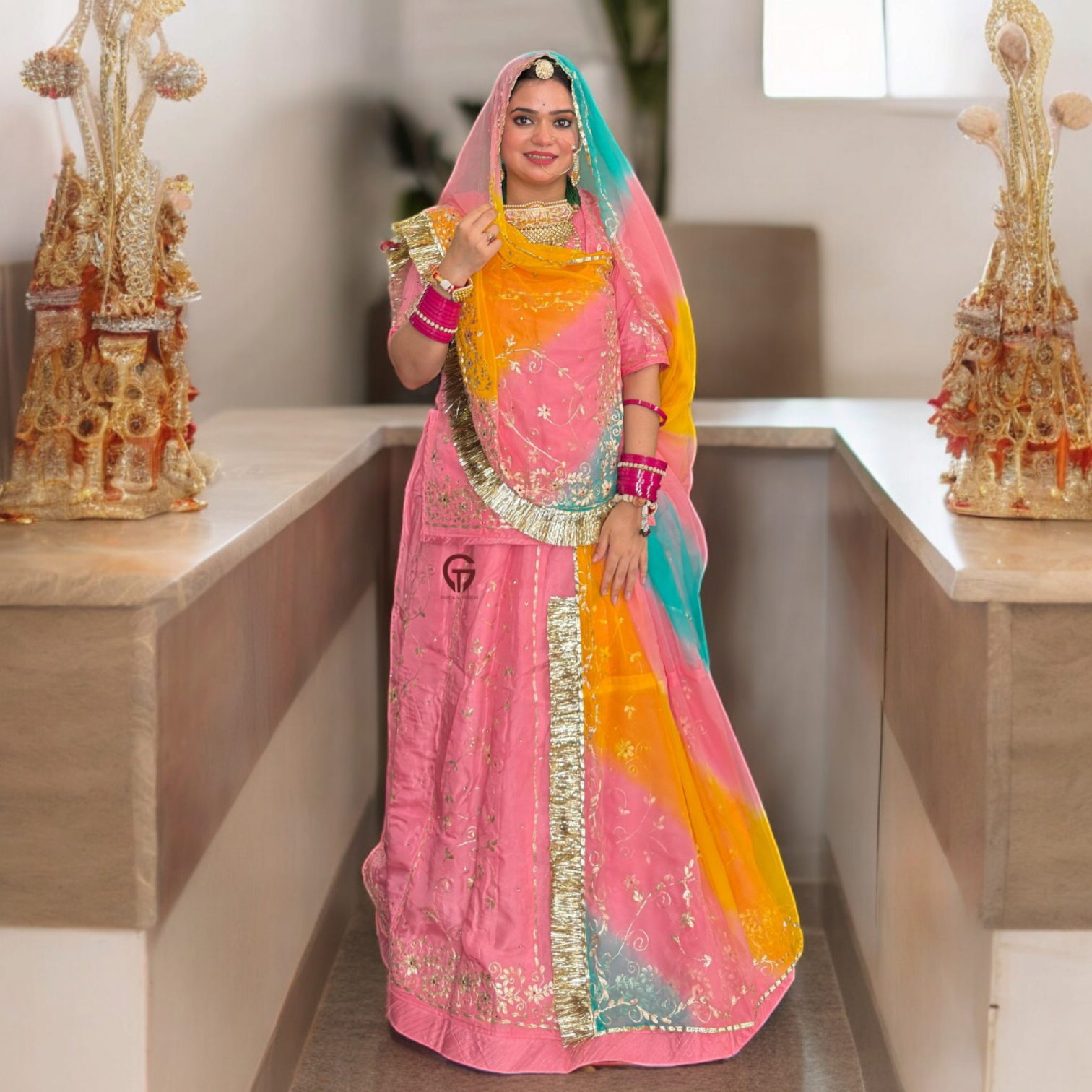 Elegant Partywear Jodhpuri Tricolour Symphony With Exquisite Zari Pitren  Poshak