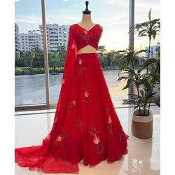 Exclusive Handpainted Georgette Lehenga Set – Real Shoot Collection