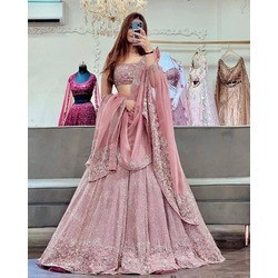 4 Meter Flare Fox Georgette Fancy Coding Sequins Work Lehenga with Cancan & Canvas Patta
