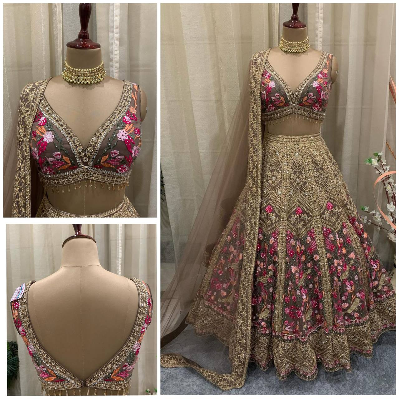 Around 4-Meter Flared Faux Georgette Lehenga with Sequins Embroidery, Can-Can & Canvas Layers | Semi-Stitched with Matching Blouse & Dupatta