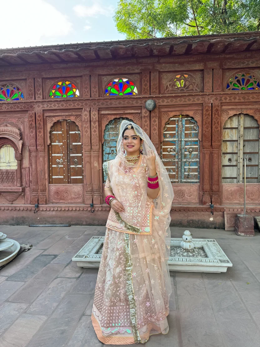 Skin Colour Net Poshak Ethinic Lehanga For Women