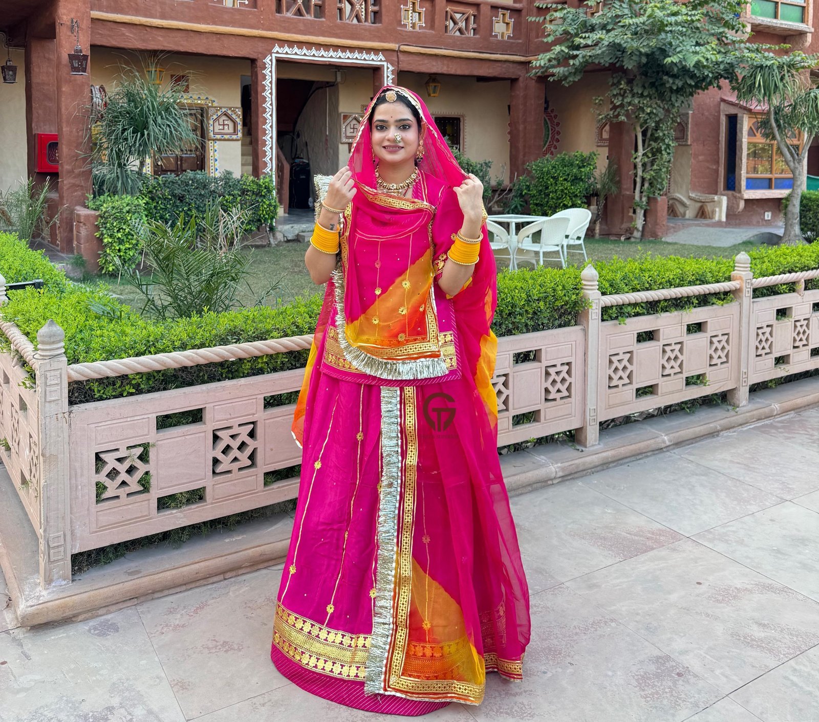 Upada silk or gold gota patti rajputi poshak
