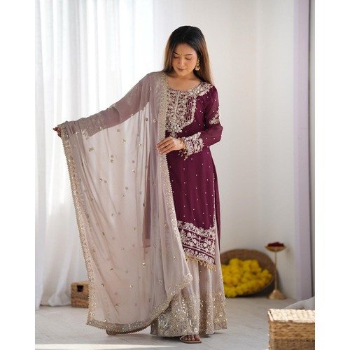 New Designer Ready To Wear Plazo Kurti Set