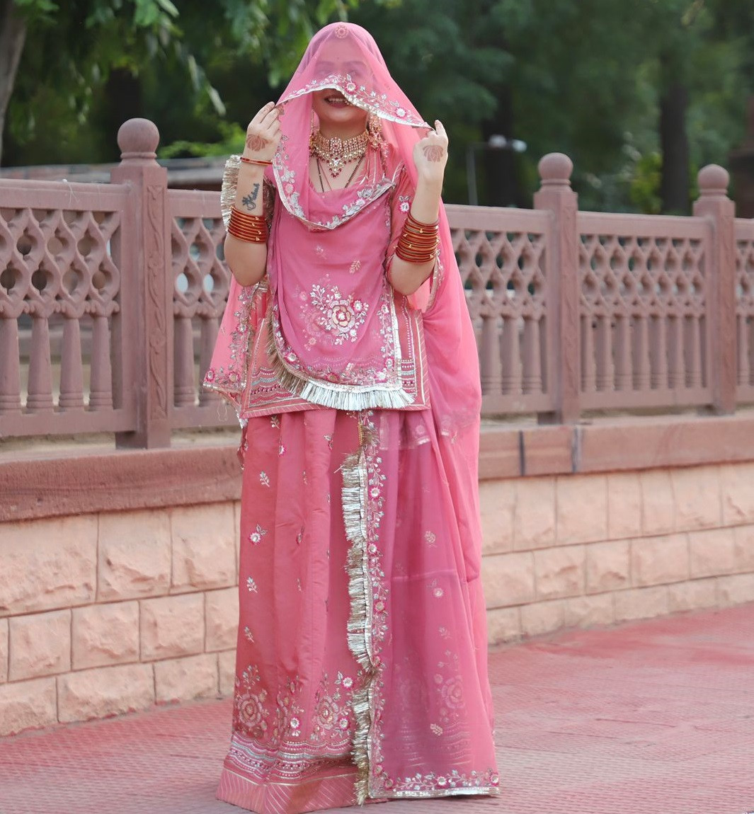 Designer Heavy Erode Silk Poshak With Premium Hamrahi Odhna