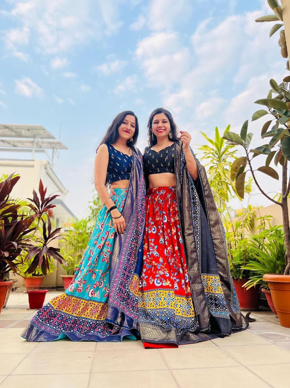 Stitched Dola Silk Lehenga with Printed Design & Handcrafted Tassels