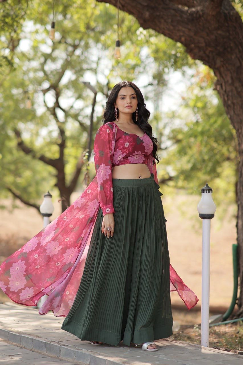 FLOWER PRINT LEHENGA CHOLI  SET
