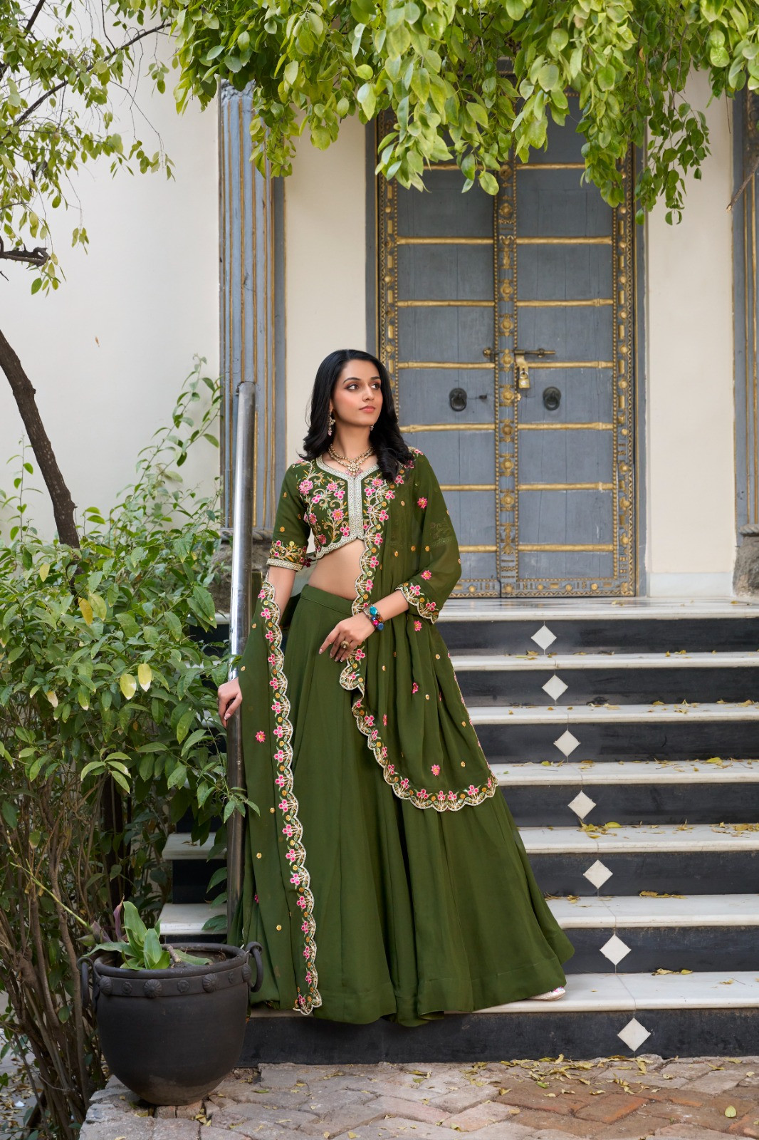 GREEN LEHENGA FOR MEHNDI