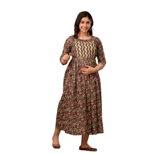 Latest Printed Anarkali Maternity Feeding Gown