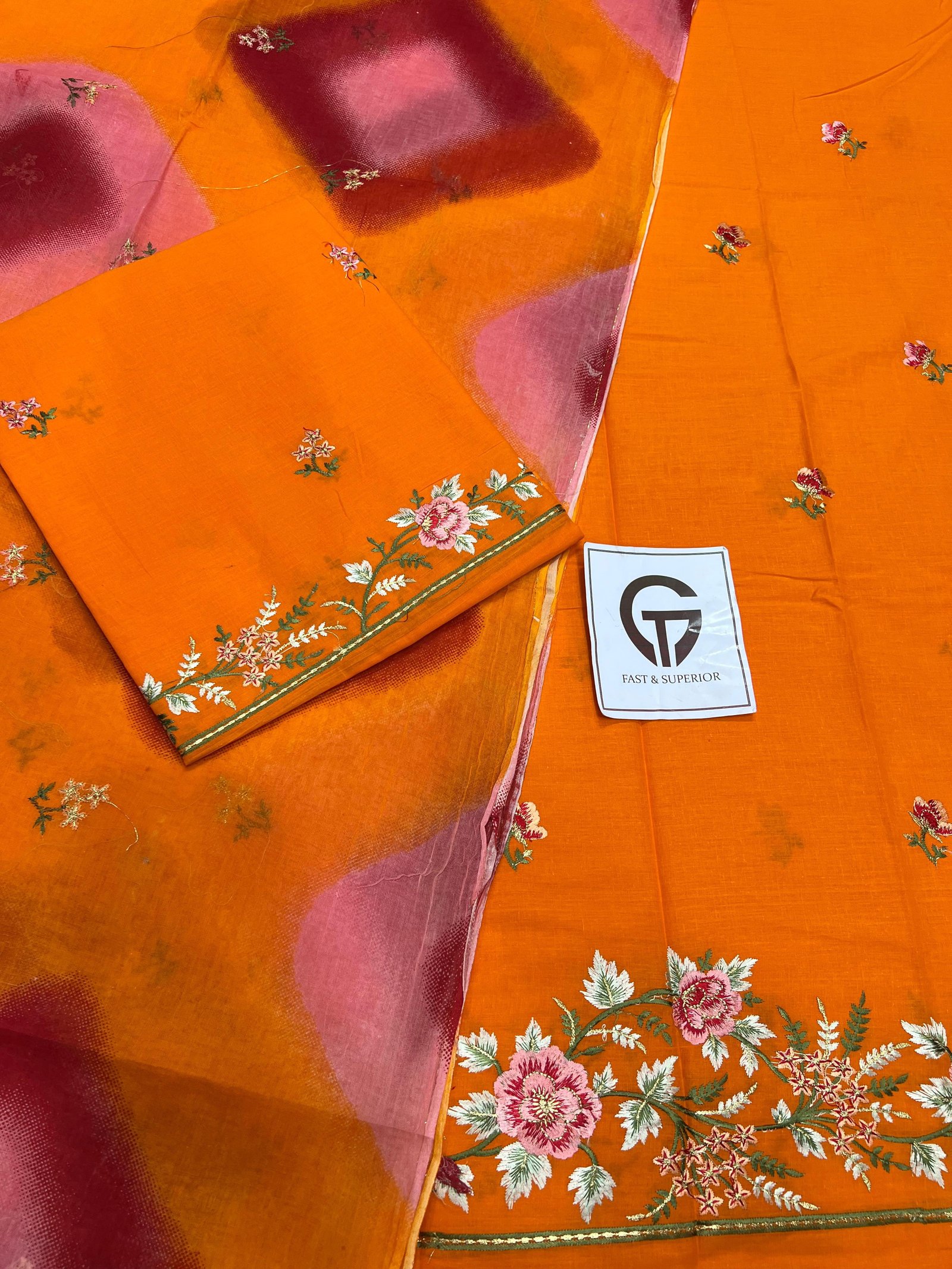 High Quality Cotton Saded With Kasab Resam Tara Rajputi Suit