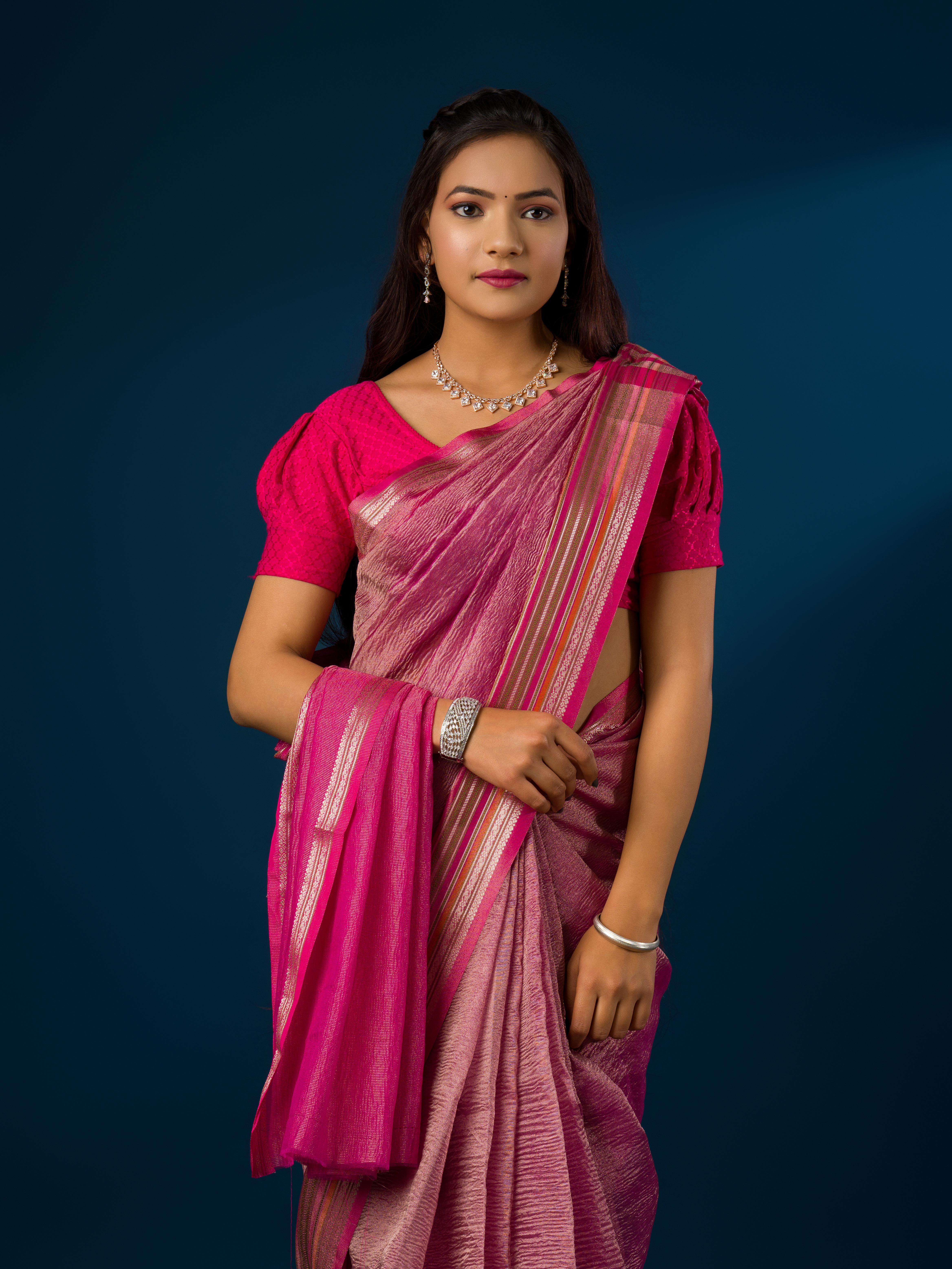 Crush Tissue Silk Banarasi Border Saree