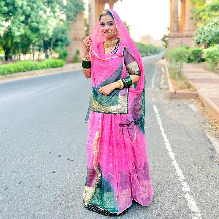 Organza Poshak With Banarsi Border Sequence Work Humrahi Odhna