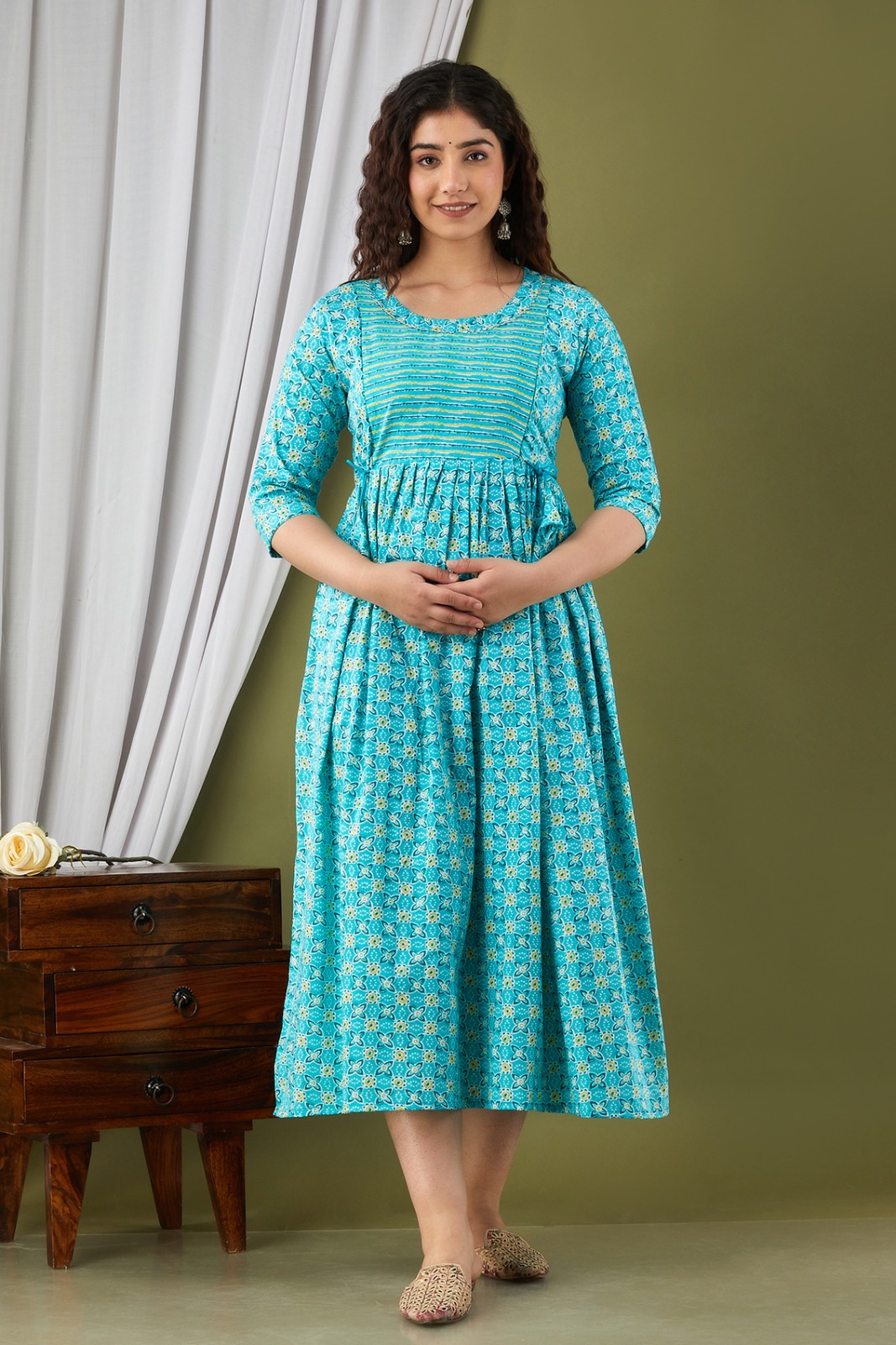 Blue Line Maternity Feeding Kurti