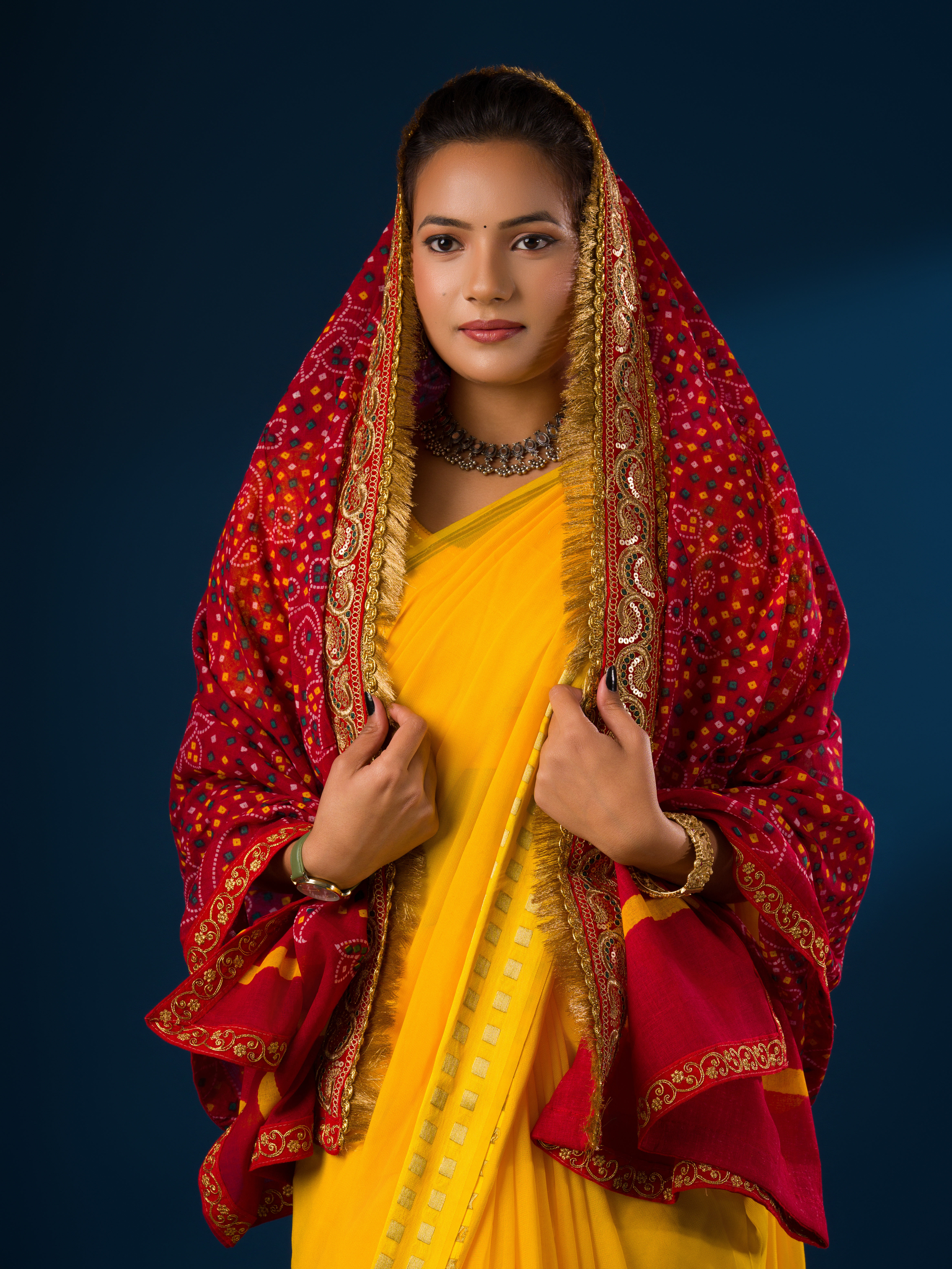 Marwadi Pure Cotton Bandhani Embroidery Border Dupatta