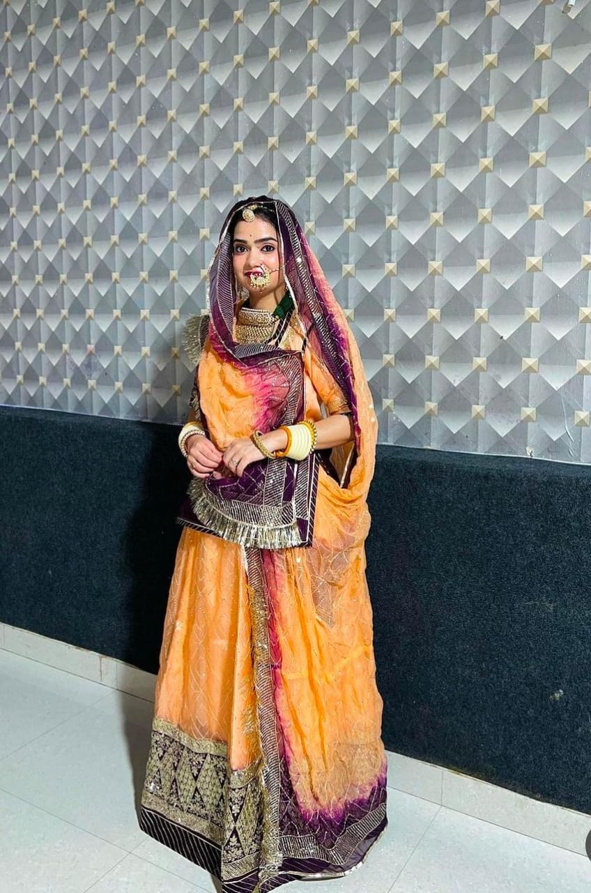 Designer Organza Suit Rajasthani Poshak With Heavy Sequence Work