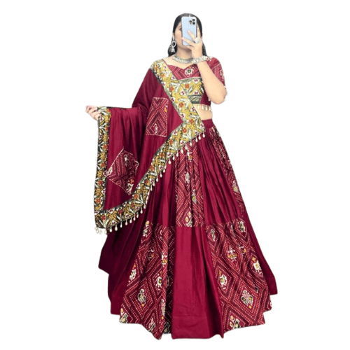 Mirror work lehenga set for women