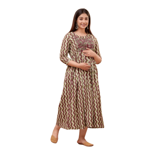 Cotton Printed Maternity Feeding Kurti For Women